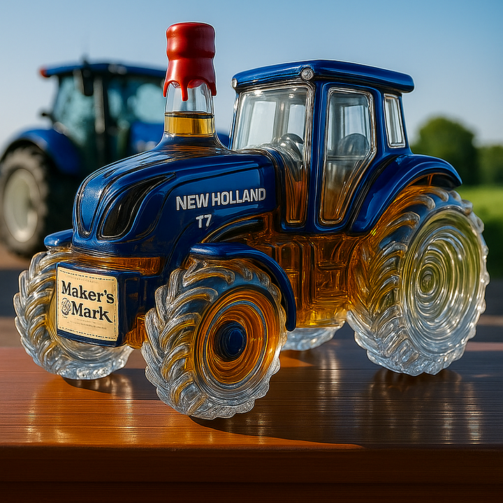 クラシックニューホランドT7トラクターデザインのウイスキーボトル